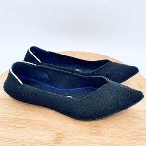 Rothys The Point Shoes Womens 7 Black Woven Textile Slip On Stretch Ballet Flats